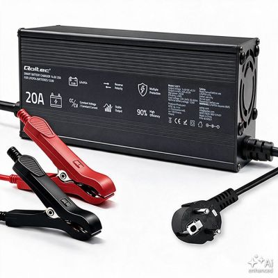 7. Qoltec Specjalistyczna ładowarka do akumulatora LiFePO4 12V | 20A | PF 0.9 | LED | Inteligentne ładowanie