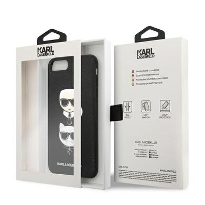 8. Etui Karl Lagerfeld Saffiano Karl&Choupette Head na iPhone 7 Plus / iPhone 8 Plus - czarne
