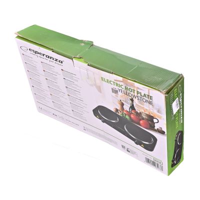 38. ESPERANZA KUCHENKA ELEKTRYCZNA YELLOWSTONE 1500W + 1000W CZARNA EKH014K