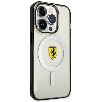 4. Etui Ferrari Outline MagSafe na iPhone 14 Pro - przezroczyste