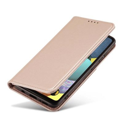6. Magnet Card Case etui do Samsung Galaxy A12 5G pokrowiec portfel na karty kartę podstawka różowy