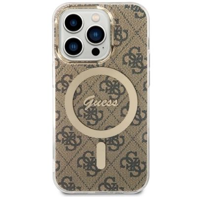 8. Etui Guess 4G MagSafe na iPhone 14 Pro - brązowe