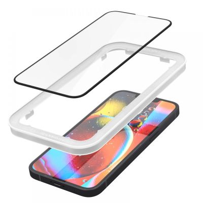 2. Szkło hartowane Spigen ALM Glass FC na iPhone 13 / 13 Pro / 14 / 16e / 17e- czarne 2 szt.
