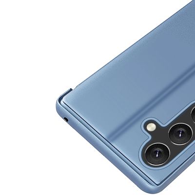 6. Clear View Case etui do Samsung Galaxy S25+ pokrowiec z klapką - niebieskie