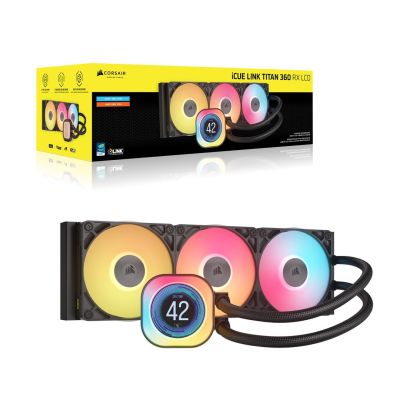 8. Corsair iCUE LINK TITAN 360 RX LCD Procesor Chłodnica powietrza 12 cm Czarny 1 szt.