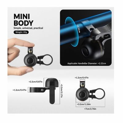 2. Rockbros dzwonek aluminiowy prawy montaż czarny