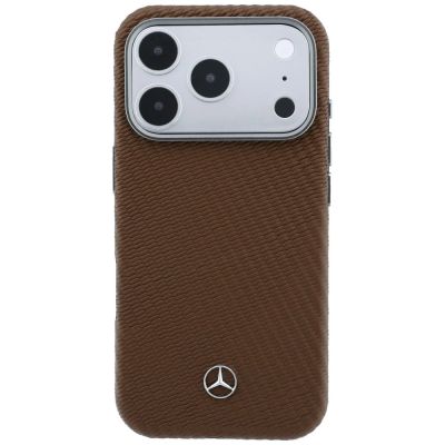 3. Etui Mercedes Leather Semi Wrap Wood Effect MagSafe na iPhone 18 Pro / 17 Pro - brązowe