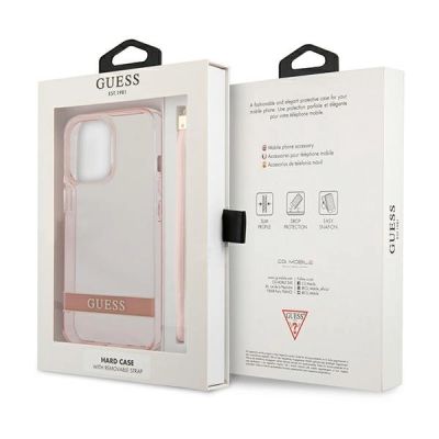 8. Etui Guess Translucent Strap na iPhone 13 Pro / 13 6,1" - różowe
