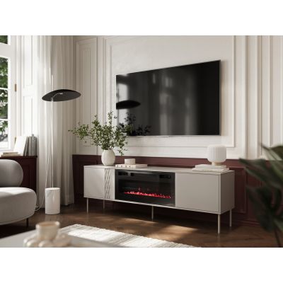 3. Szafka RTV EF + kominek czarny TRESSE 180x40x54,5 kaszmir mat