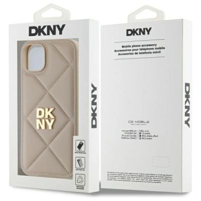 8. Etui DKNY Quilted Stack Logo na iPhone 15 Plus - beżowe