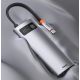 22. Hub Baseus Metal Gleam 8w1 USB-C - USB-C PD 100W 1x HDMI 4K 30Hz 1x czytnik kart SD i microSD 3x USB-A 3.2 1xRJ45 - szary