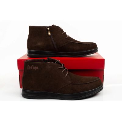 9. Lee Cooper buty męskie eleganckie skórzane brązowe trzewiki na zamek