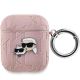 Etui Karl Lagerfeld Monogram Karl & Choupette Head na AirPods 1 / 2 - różowe
