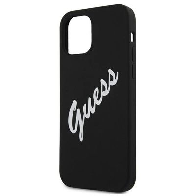 6. Etui Guess Silicone Vintage na iPhone 12 mini - czarno-białe