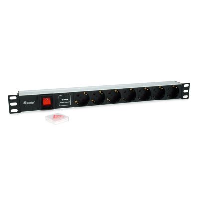 2. Equip 333309 rozdzielacz zasilania PDU 7 x gniazdo sieciowe 1U Czarny, Srebrny
