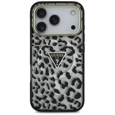 3. Etui Guess Leopard Glitter MagSafe na iPhone 17 Pro - czarne