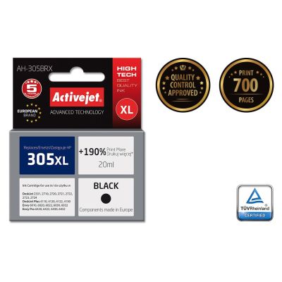 2. Activejet AH-305BRX Tusz (zamiennik HP 305 XL 3YM62AE; Premium; 20 ml; czarny)