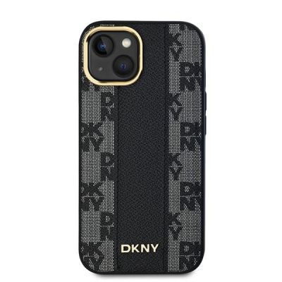 3. Etui DKNY Leather Checkered Mono Pattern MagSafe na iPhone 15 Plus / 14 Plus - czarne