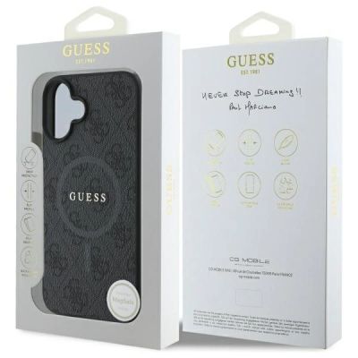 8. Etui Guess 4G Ring Classic Logo MagSafe na iPhone 16 - czarne