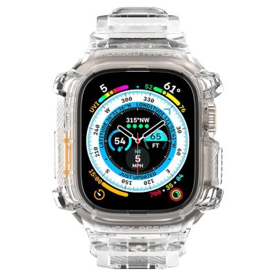 3. Etui z paskiem Spigen Rugged Armor Pro na Apple Watch Ultra (49 mm) - przezroczyste
