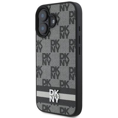 2. Etui DKNY Checkered Pattern & Printed Stripes na iPhone 16 - czarne