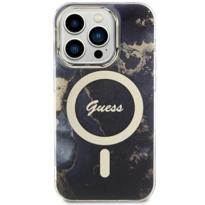 3. Etui Guess Golden Marble MagSafe na iPhone 14 Pro Max - czarne