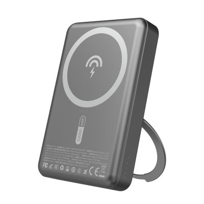 Powerbank Dudao K28 10000mAh PD 22.5W z MagSafe z metalową obudową i pierścieniem-podstawką - szary