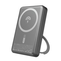 Powerbank Dudao K28 10000mAh PD 22.5W z MagSafe z metalową obudową i pierścieniem-podstawką - szary