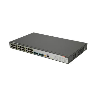 6. FiberHome S4820-28T-X-PE-AC łącza sieciowe Zarządzany L2/L3 Gigabit Ethernet (10/100/1000) Obsługa PoE 1U Czarny, Szary