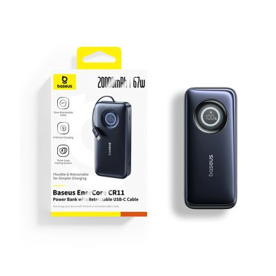 7. Powerbank Baseus EnerCore CR11 20000mAh 67W ze zwijanym kablem USB-C - czarny