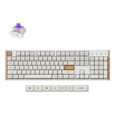 Keychron K10 HE klawiatura Gaming USB + RF Wireless + Bluetooth QWERTY Angielski Biały, Drewno