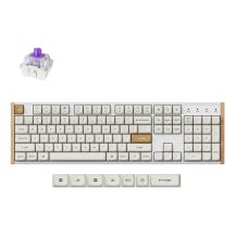 Keychron K10 HE klawiatura Gaming USB + RF Wireless + Bluetooth QWERTY Angielski Biały, Drewno