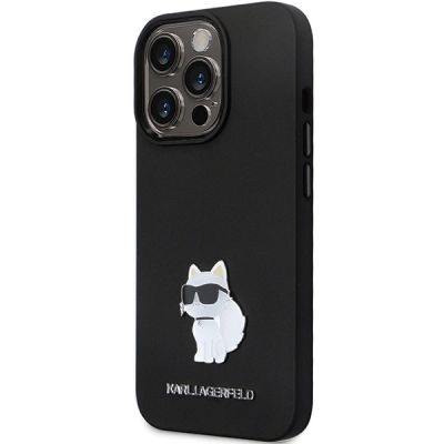 2. Etui Karl Lagerfeld Silicone Choupette Metal Pin na iPhone 14 Pro Max - czarne