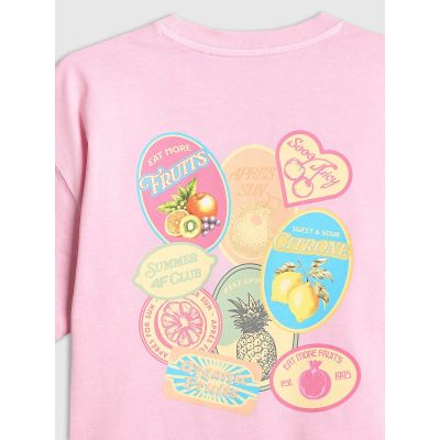 7. T-shirt boxy z nadrukiem dziewczęcy 4F 4FJRAW26TTSHF4324-056S