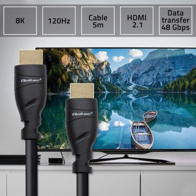 5. QOLTEC KABEL HDMI V2.1 ULTRA HIGH SPEED 8K | 60HZ | 26AWG | GOLD