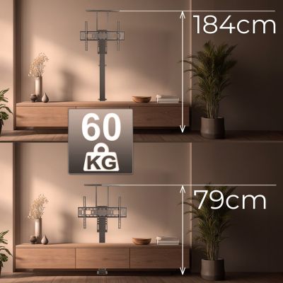 8. MACLEAN UCHWYT ELEKTRYCZNY WYSUWANY DO TV, TUYA, 37''-80'', VESA 600X400, MAX 60KG MC-866T