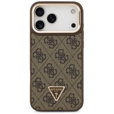 3. Etui Guess 4G PU Triangle Logo & Stand Camera Magsafe na iPhone 17 Pro Max - brązowe