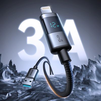 2. Kabel Joyroom S-A16 Pro Prism Series 3A USB-A - Lightning z wyświetlaczem 1,2m - czarny