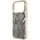 6. Etui Guess IML Zebra Glitter Triangle Logo MagSafe na iPhone 17 Pro Max / 18 Pro Max - złote