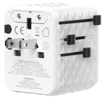 6. SAVIO UNIWERSALNY ADAPTER PODRÓŻNY 20W AP-08