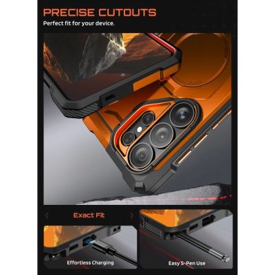 7. Etui Supcase UB Grip Mag MagSafe na Samsung Galaxy S26 Ultra - pomarańczowo-czarne