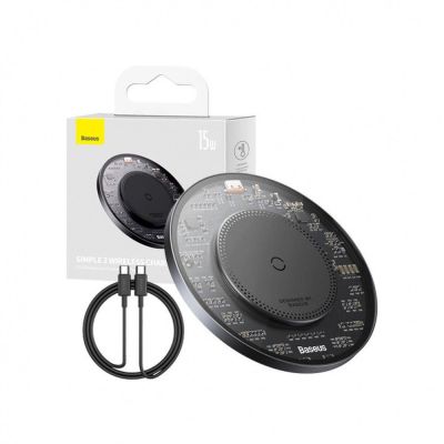 5. Ładowarka indukcyjna Baseus BS-W530 15W + kabel USB C - USB C 24W 1m - czarna
