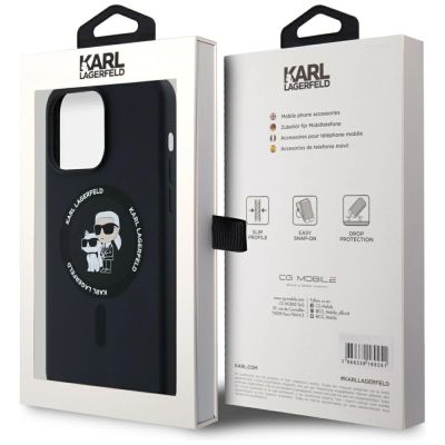 8. Etui Karl Lagerfeld Silicone Karl&Choupette Ring MagSafe na iPhone 15 Pro Max - czarne