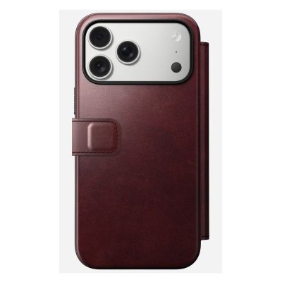 4. NOMAD Modern Leather Folio - skórzane etui do iPhone 17 Pro Max kompatybilne z MagSafe, skóra Horween (burgundy)