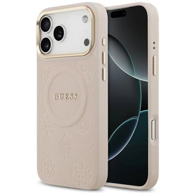 Etui Guess Peony Hot Stamp MagSafe na iPhone 17 Pro Max - różowe