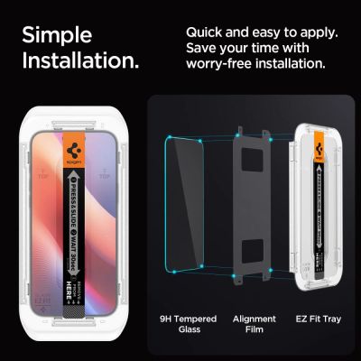 3. Szkło hartowane Spigen Glas.tR EZ Fit Privacy na iPhone 16 Pro / 17 / 17 Pro - 2 szt.