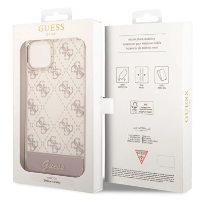 8. Etui Guess 4G Pattern Script na iPhone 14 Plus - różowe