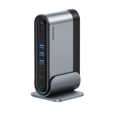 9. Stacja dokująca USB-C Baseus UnionJoy 2xHDMI4K@60Hz 1xDP4K@60Hz 3xUSB-A3.0 2xUSB-C3.0 2xUSB-A2.0 1xRJ45 PD PC 1xSD+TF 1x3.5mm minijack - szara