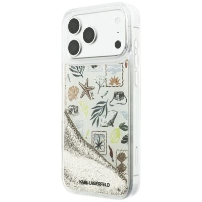 2. Etui Karl Lagerfeld Liquid Glitter Beach & Sand na iPhone 17 Pro Max / 18 Pro Max - beżowe