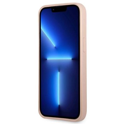 5. Etui Guess Saffiano Triangle Logo Cardslot na iPhone 13 Pro / iPhone 13 - różowe